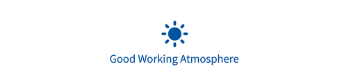 A sun symbol with the words “good working atmosphere”