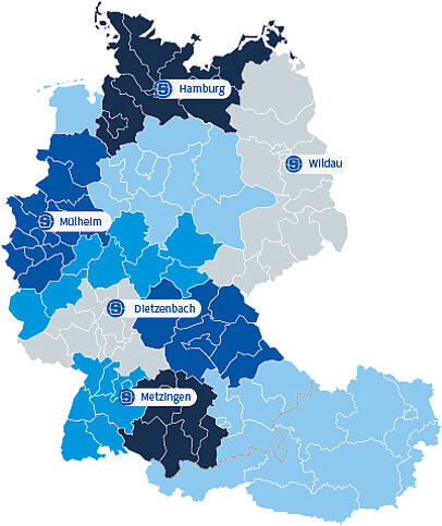 Eine Graftik von Deutschland und Österreich