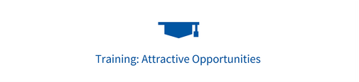 A symbol with the words “Training: attractive opportunities”