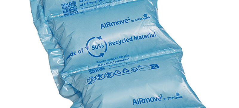 Blue air cushioning packaging