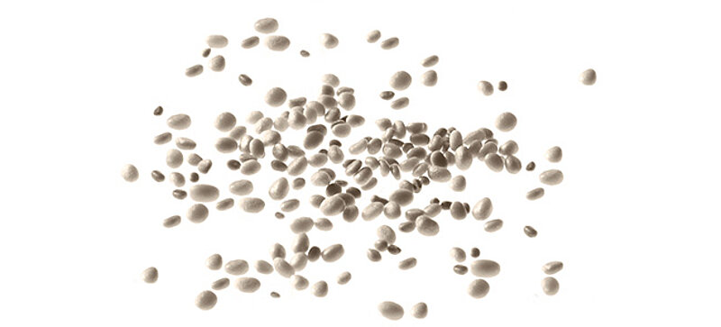 Beads of raw bio-based plastic