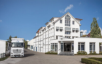 Outdoor shot of the Storopack headquarters in Metzingen, Germany