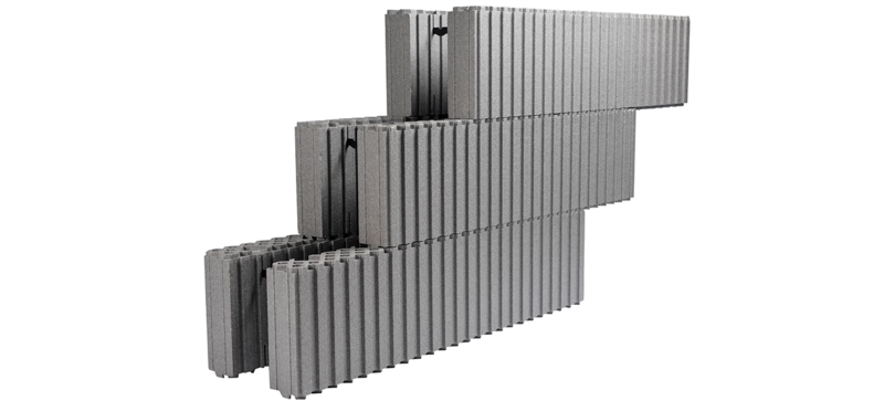 A gray technical molded part for the construction industry